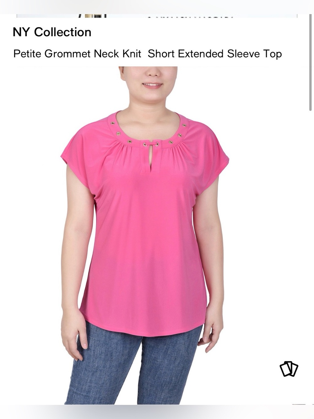 NY Collection Bright Pink Grommet Neck Knit Top